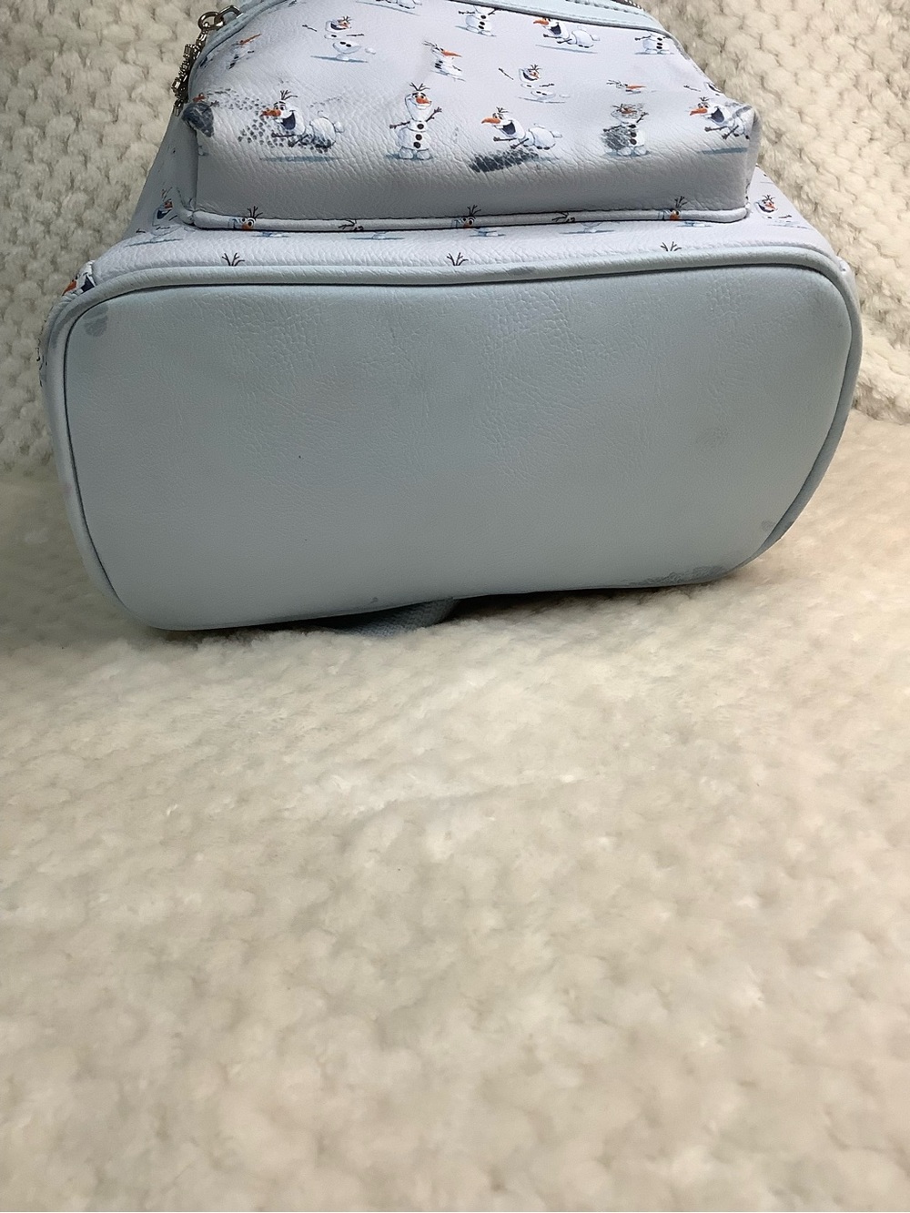 Disney Loungefly Light Blue Frozen Olaf Mini Backpack with Snowflake Charm - Picture 9 of 14